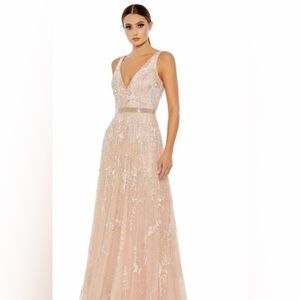 Mac Duggal Blush Pink Embroidered Gown